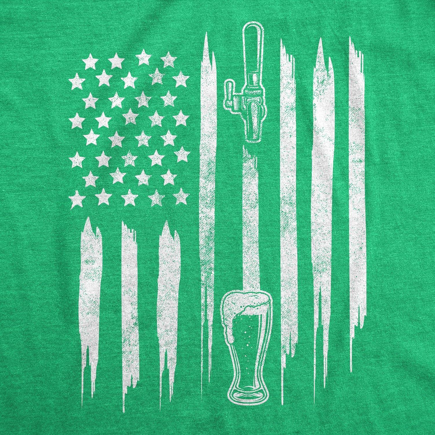 imageMens Craft Beer American Flag St Patricks Day Graphic Tee Drinking T ShirtHeather Green Craft Beer American Flag