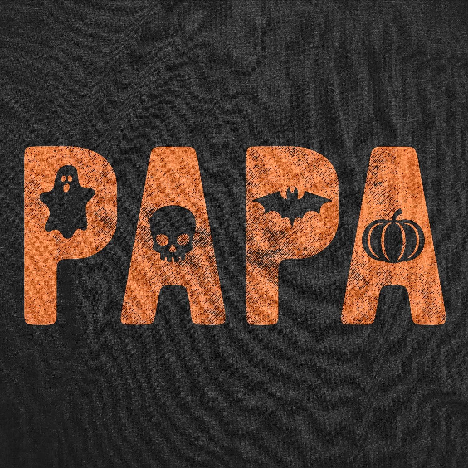 imageMens Dad Mom Papa Halloween Icons T Shirt Funny Spooky Trick Or Treat Graphic Novelty TeeHeather Black Papa