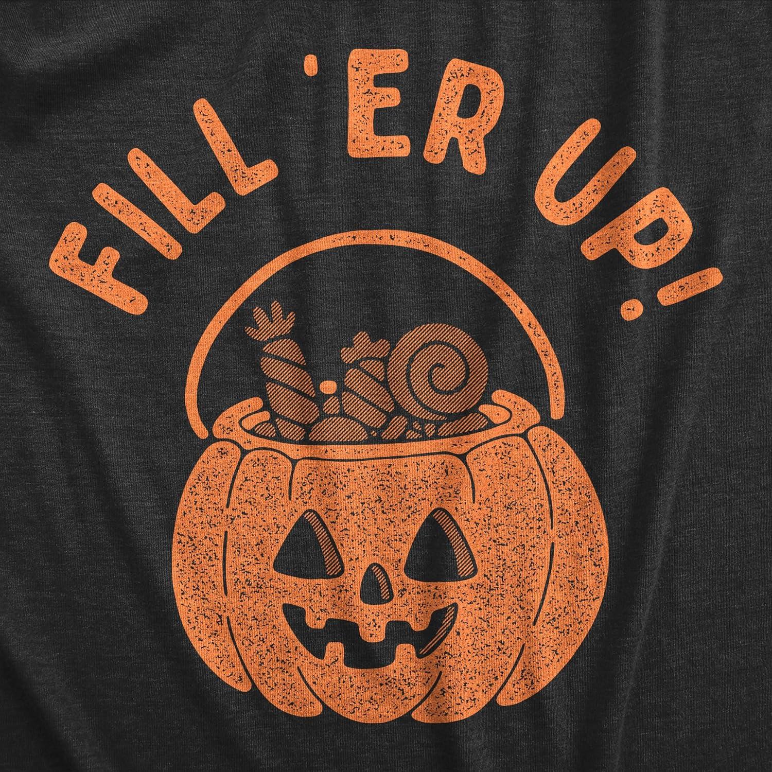 imageMens Fill Er Up T Shirt Funny Halloween Trick Or Treat Candy Basket Joke Tee for GuysHeather Black Fill