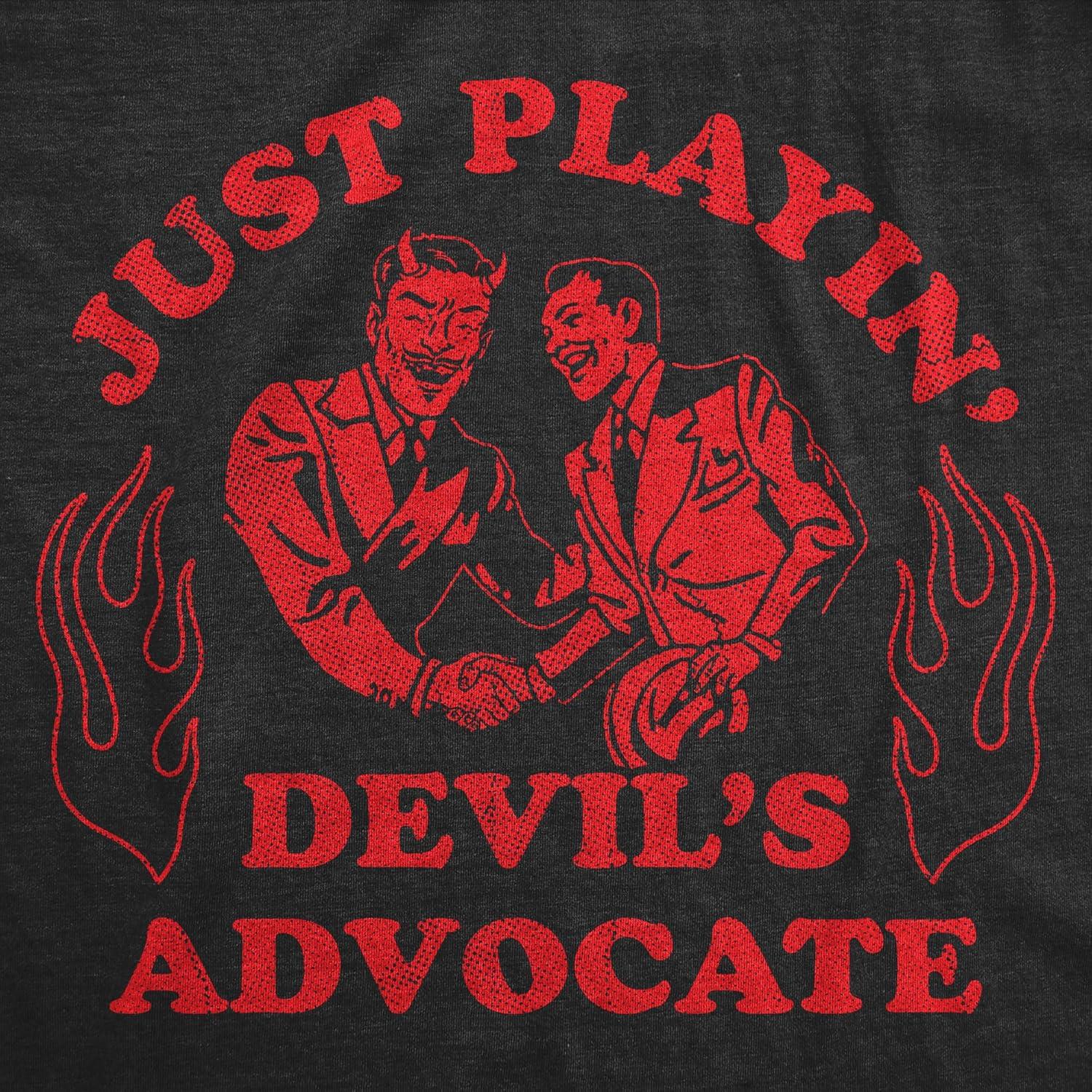 imageMens Funny T Shirts Just Playing Devils Advocate Sarcastic Satan Graphic Novelty Tee for Men