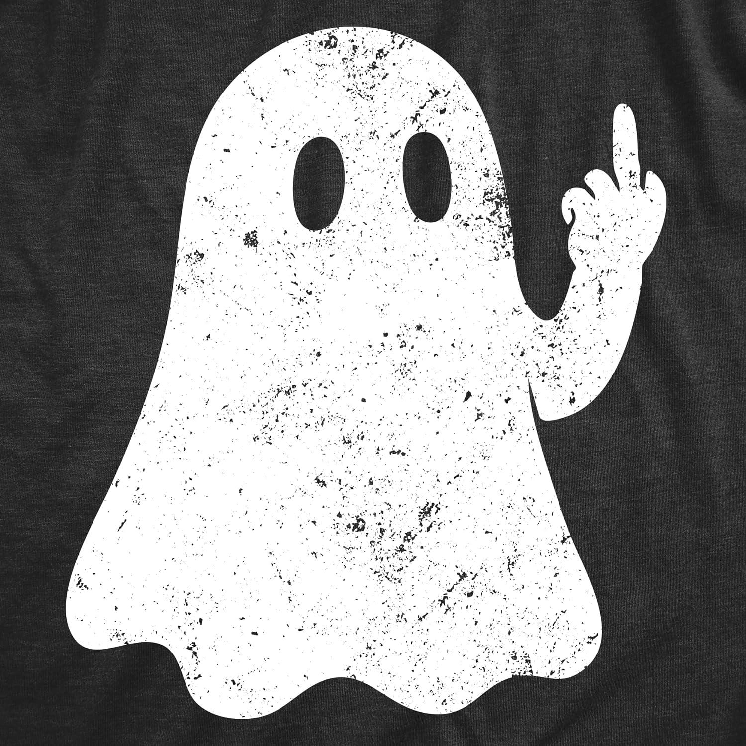 imageMens Funny T Shirts Middle Finger Ghost Sarcastic Halloween Graphic Novelty Tee for Men
