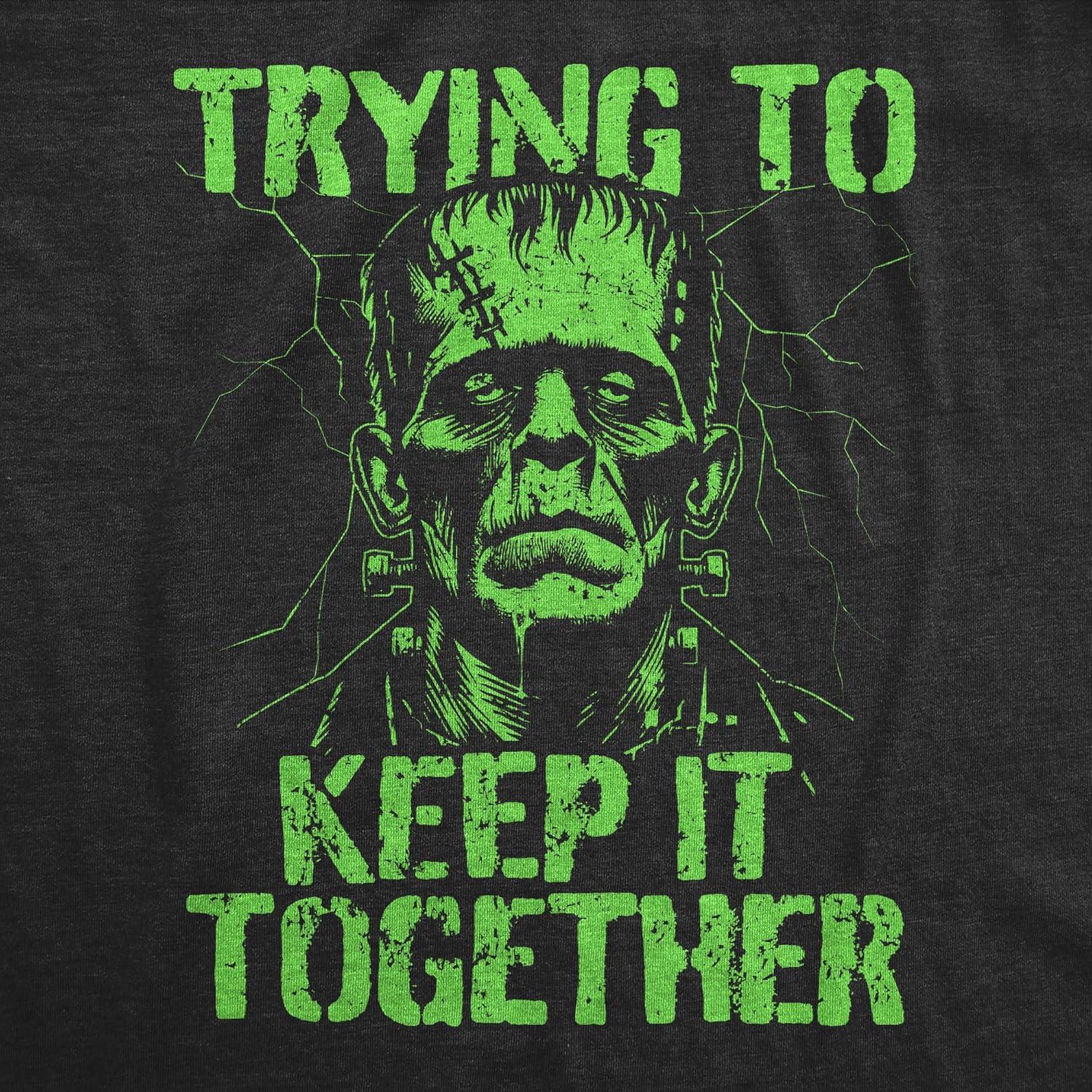 imageMens Funny T Shirts Trying to Keep It Together Sarcastic Halloween Frankenstein Graphic Tee for Men