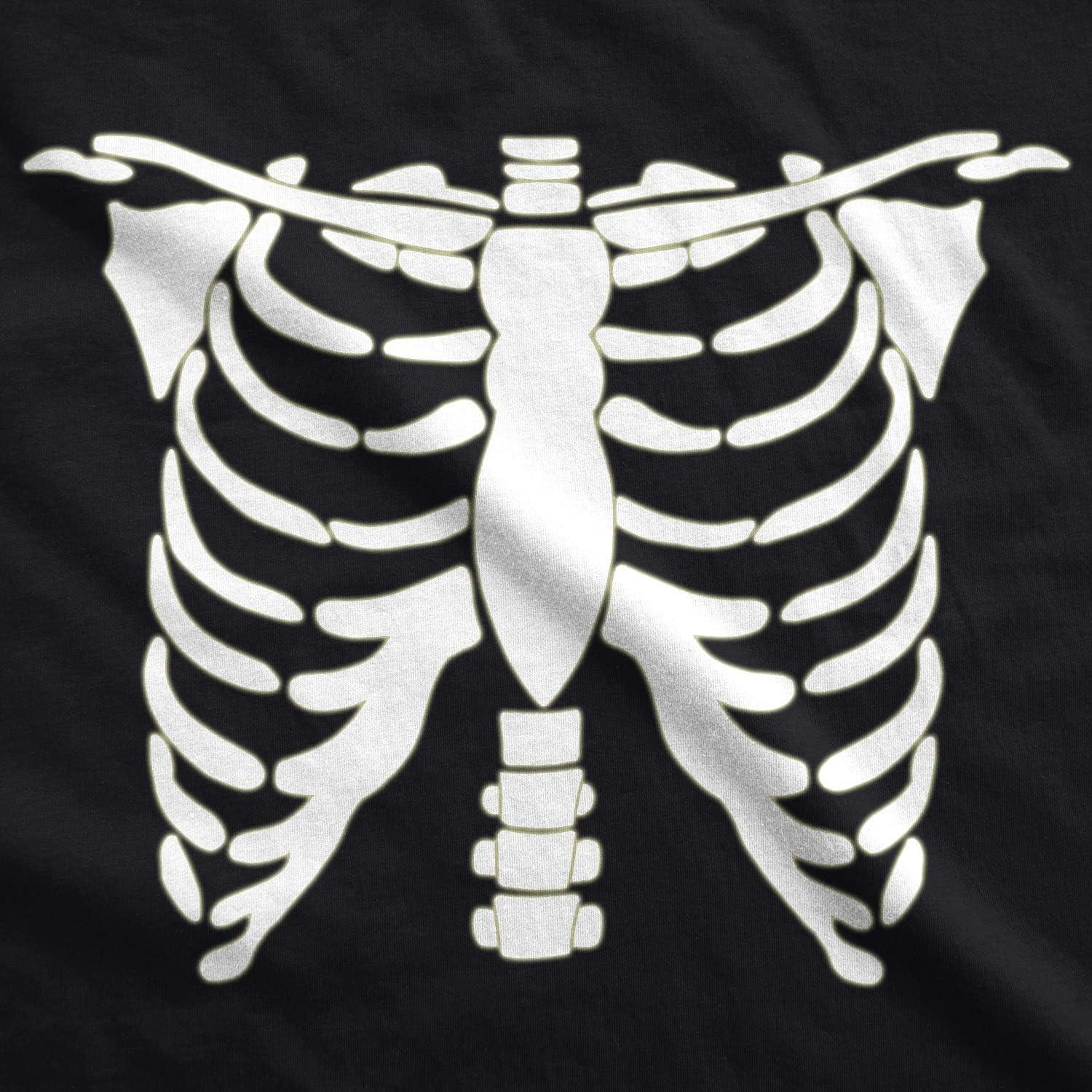 imageMens Glowing Skeleton Rib Cage Cool Halloween Costume T Shirt Glow in The Dark TeeBlack