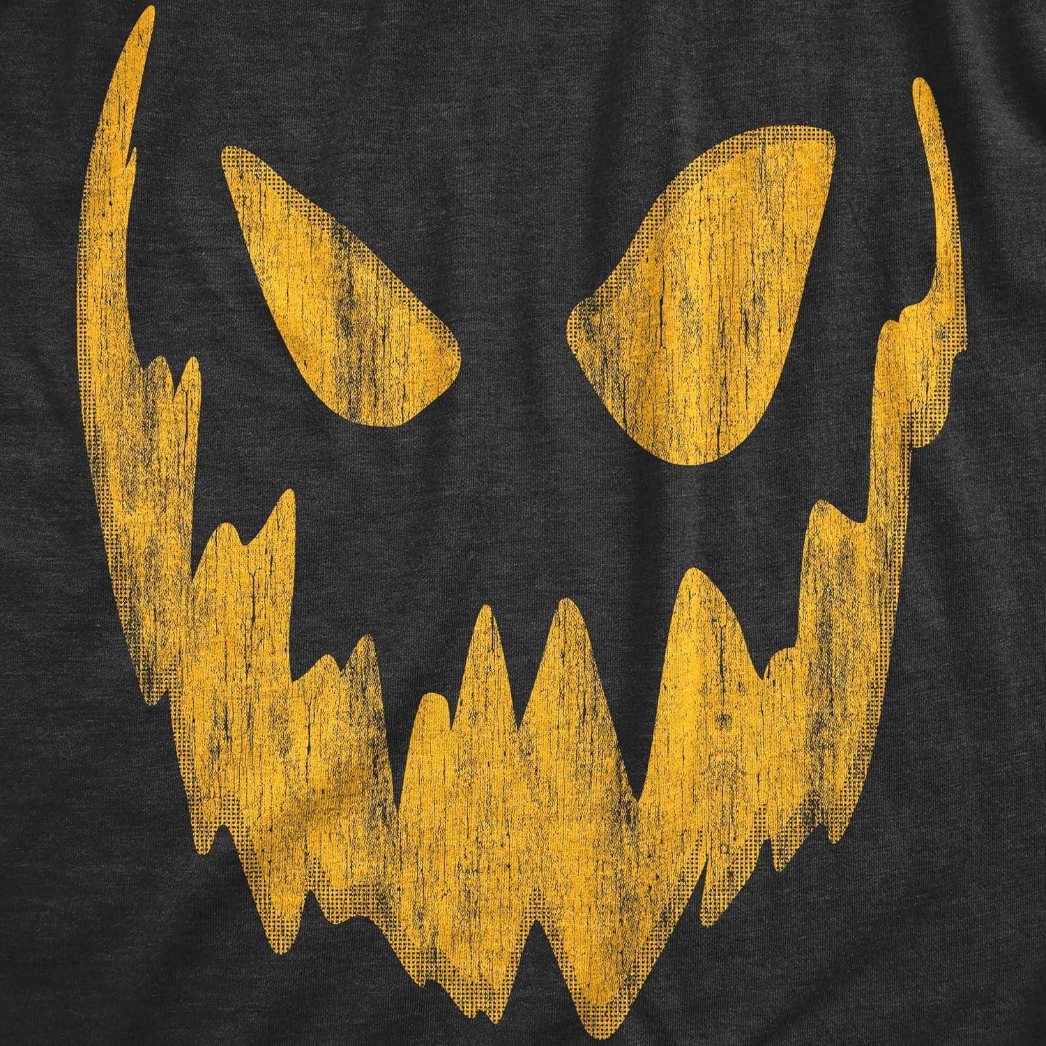 imageMens Happy Tooth Glowing Pumpkin Face Glow in The Dark Halloween TeeHeather Black Bob