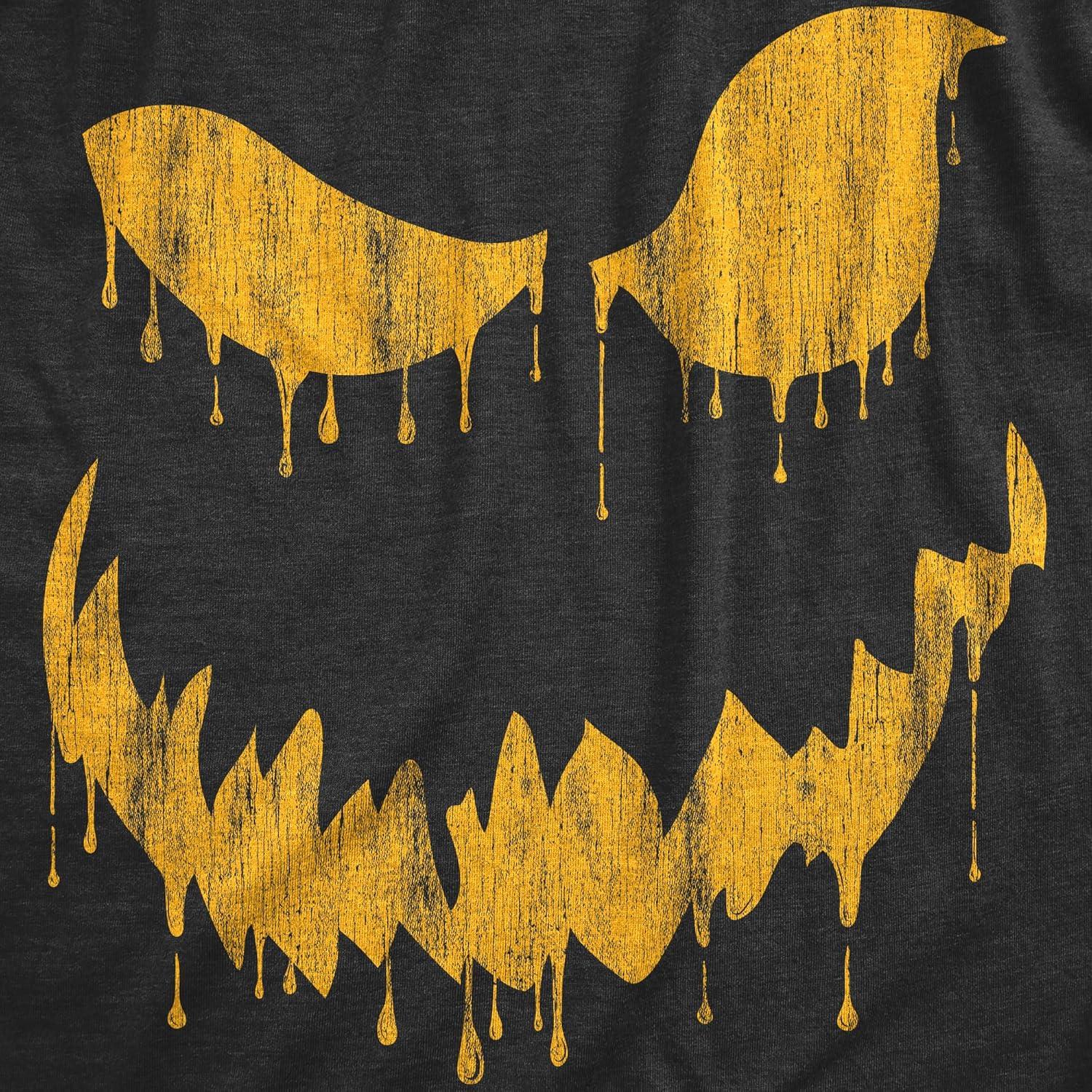 imageMens Happy Tooth Glowing Pumpkin Face Glow in The Dark Halloween TeeHeather Black Dan