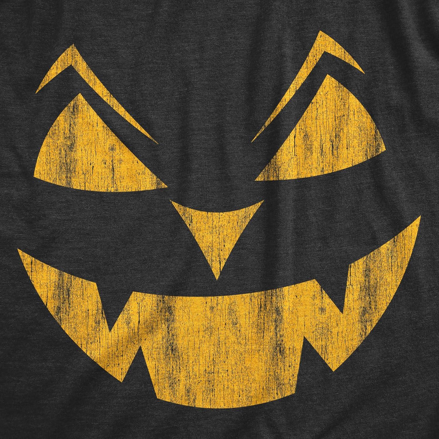 imageMens Happy Tooth Glowing Pumpkin Face Glow in The Dark Halloween TeeHeather Black Earl