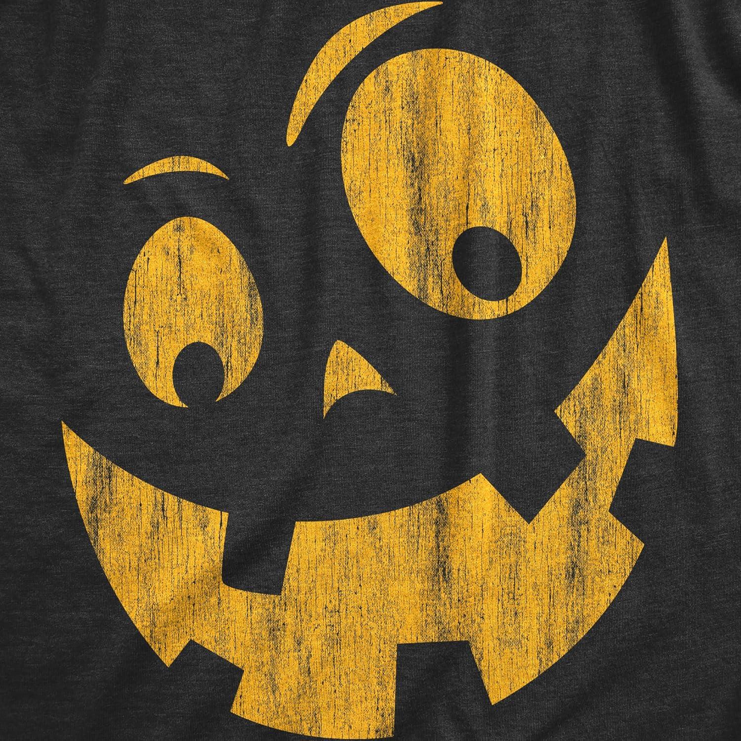 imageMens Happy Tooth Glowing Pumpkin Face Glow in The Dark Halloween TeeHeather Black Sillyjack