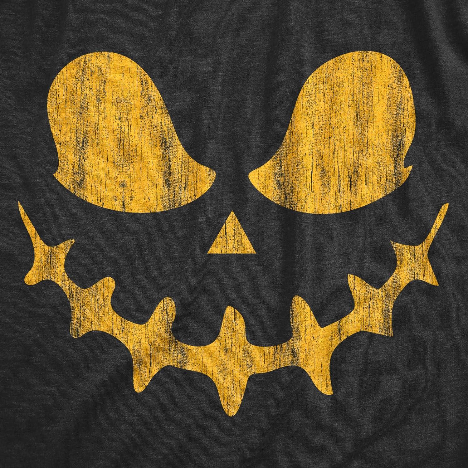 imageMens Happy Tooth Glowing Pumpkin Face Glow in The Dark Halloween TeeHeather Black Skeletal