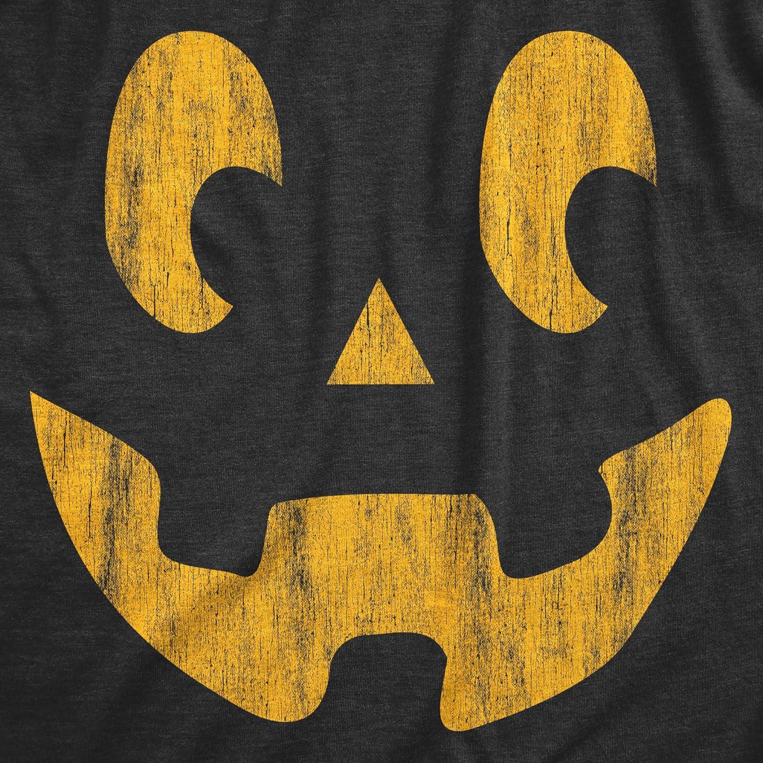 imageMens Happy Tooth Glowing Pumpkin Face Glow in The Dark Halloween TeeHeather Black Steve