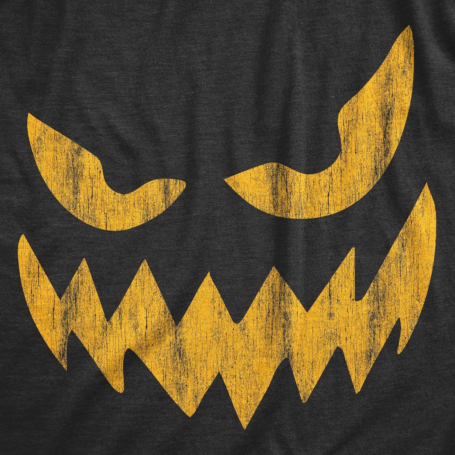 imageMens Happy Tooth Glowing Pumpkin Face Glow in The Dark Halloween TeeHeather Black Wayne