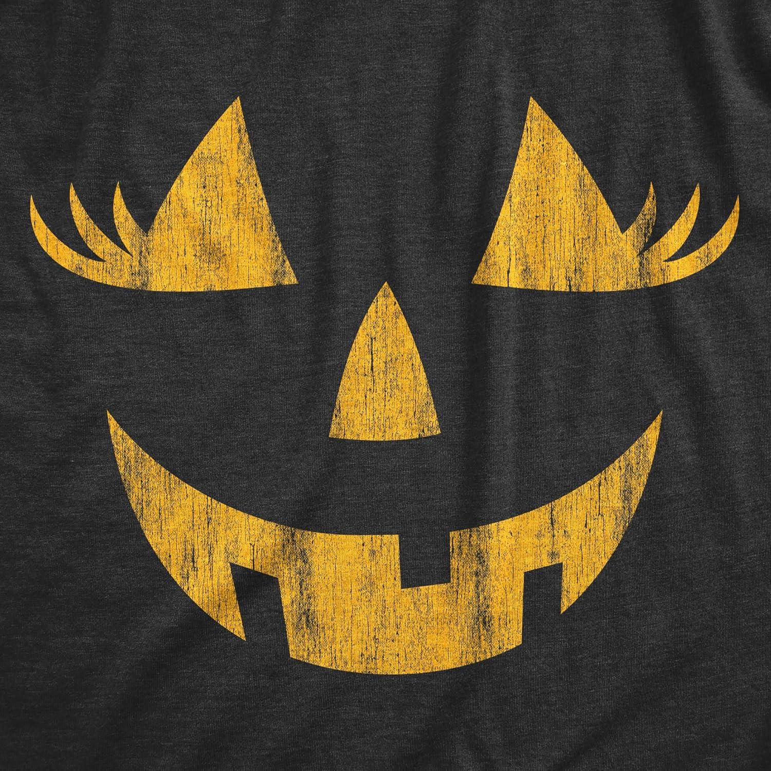 imageMens Happy Tooth Glowing Pumpkin Face Glow in The Dark Halloween TeeHeather Black Wendy