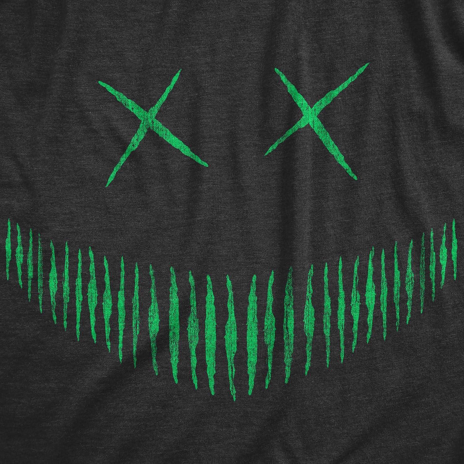 imageMens Happy Tooth Glowing Pumpkin Face Glow in The Dark Halloween TeeHeather Black Zach