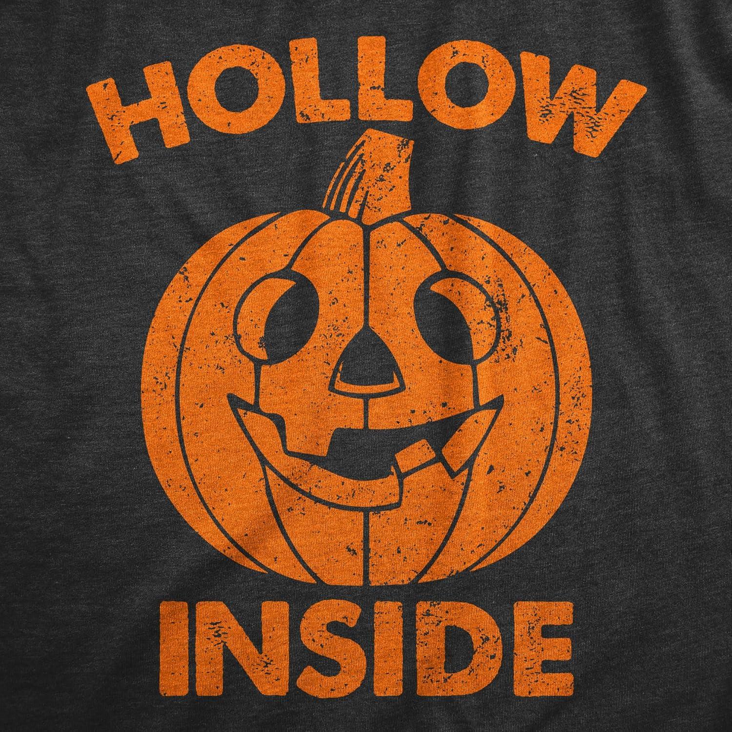 imageMens Hollow Inside T Shirt Funny Halloween Jack O Lantern Pumpkin Joke Tee for GuysHeather Black Hollow