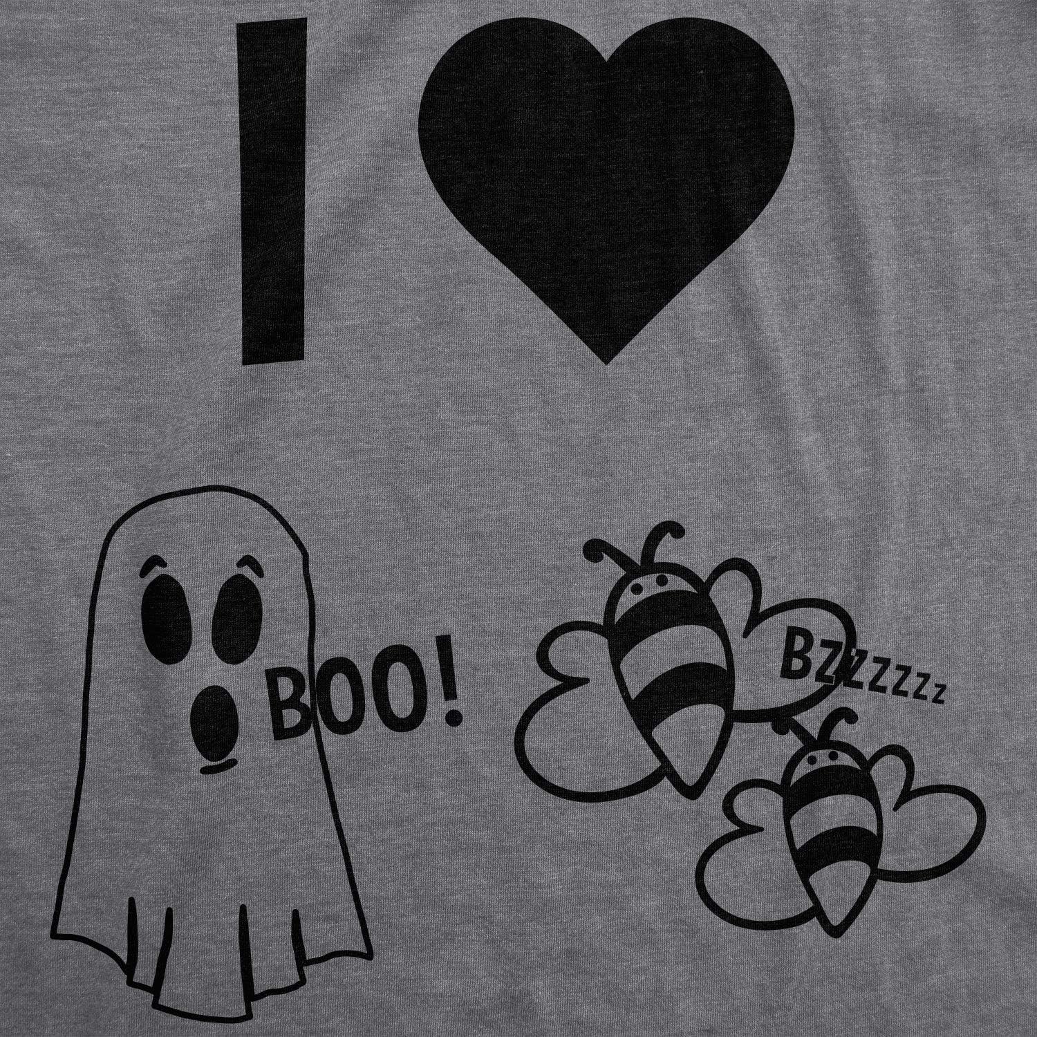 imageMens I Heart Boo Bees T Shirt Funny Halloween Ghost Tee for GuysDark Heather Grey