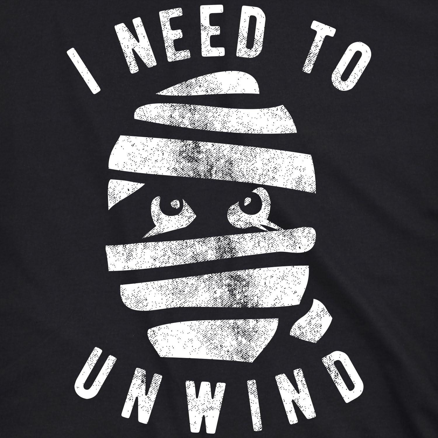 imageMens I Need to Unwind T Shirt Funny Mummy Halloween Tee for GuysBlack