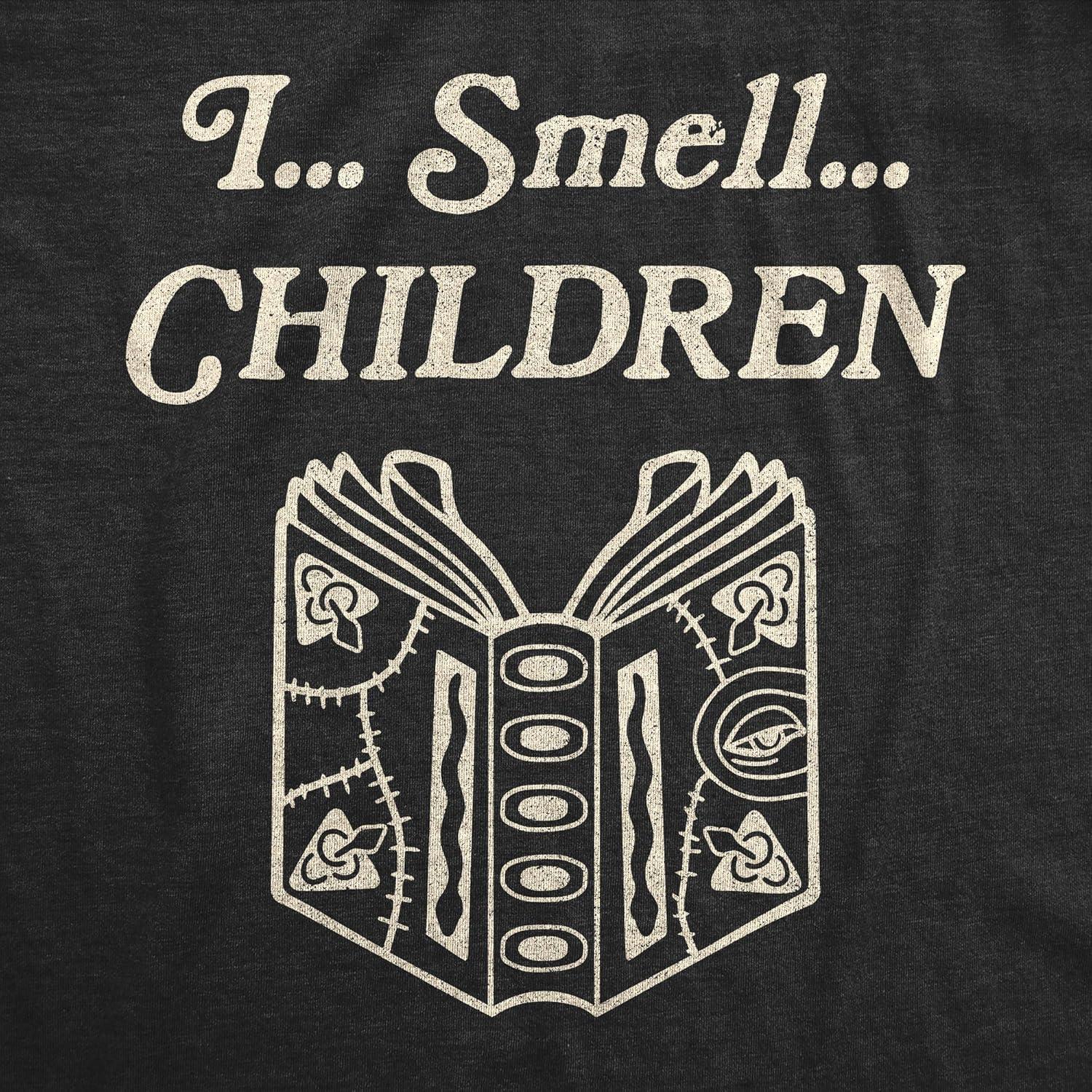 imageMens I Smell Children T Shirt Funny Magic Halloween Spooky Graphic Novelty TeeHeather Black