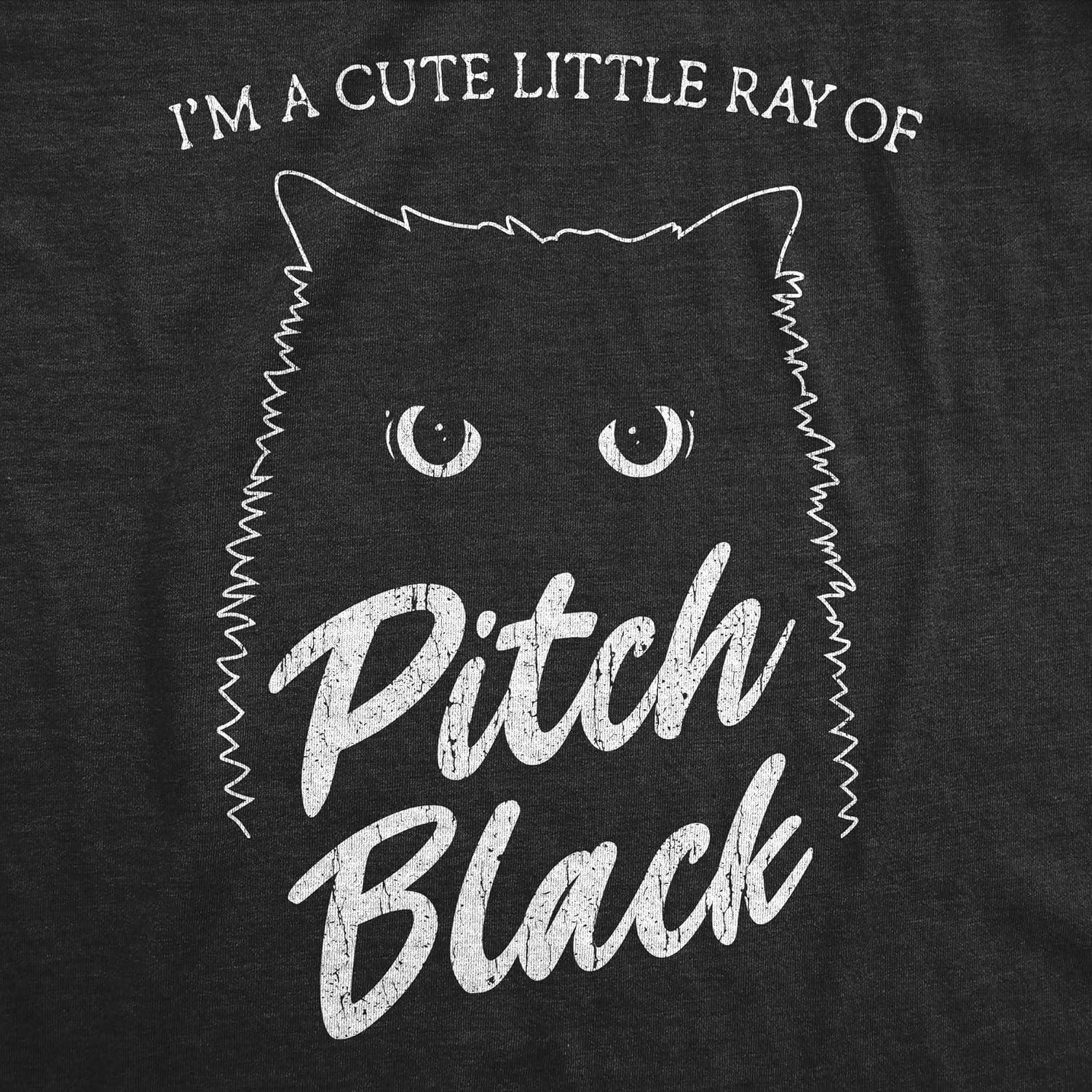 imageMens Im A Cute Little Ray of Pitch Black T Shirt Funny Pet Cat Kitty Halloween Graphic Novelty TeeHeather Black