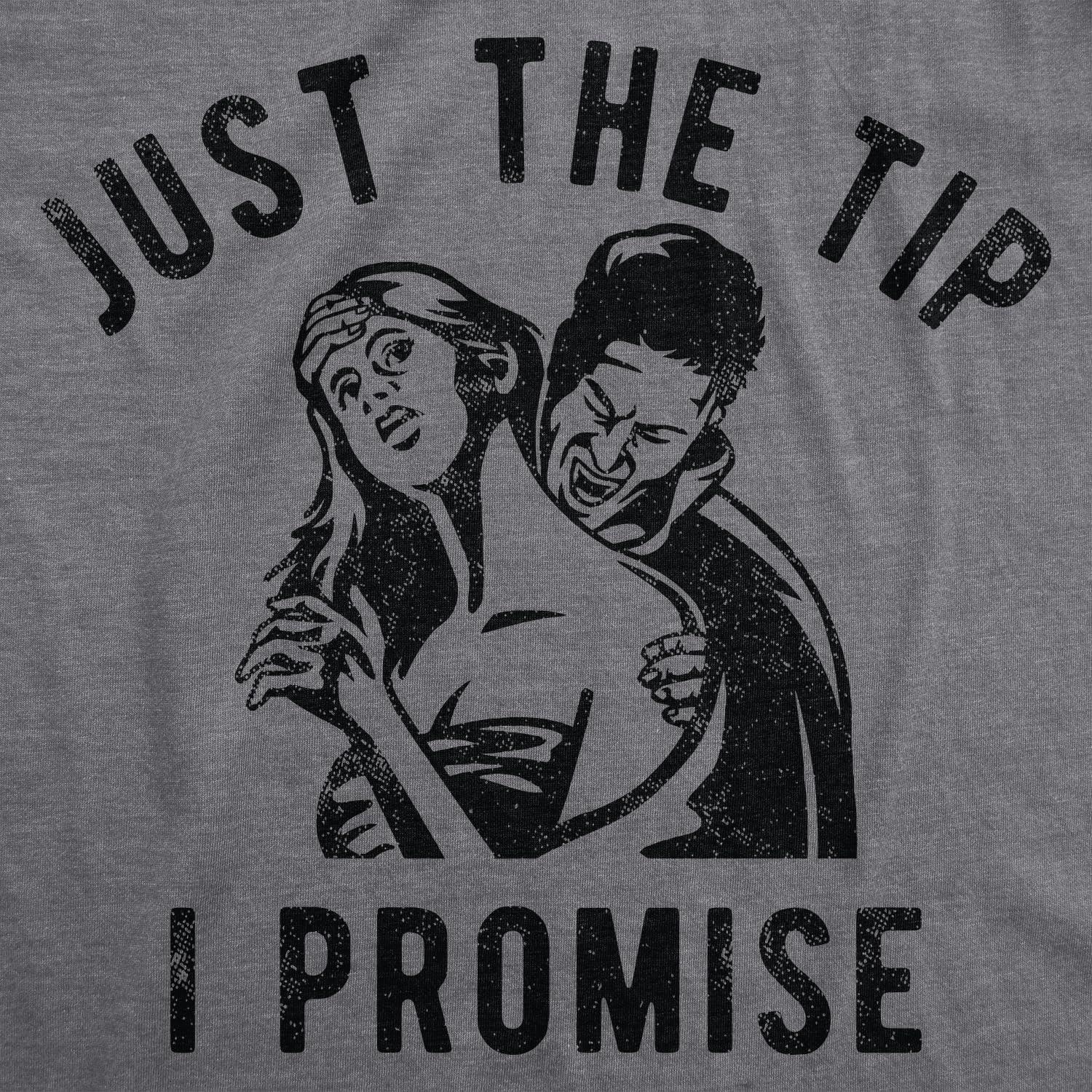 imageMens Just The Tip I Promise T Shirt Funny Halloween Vampire Bite Joke Tee for GuysDark Heather Grey Tip