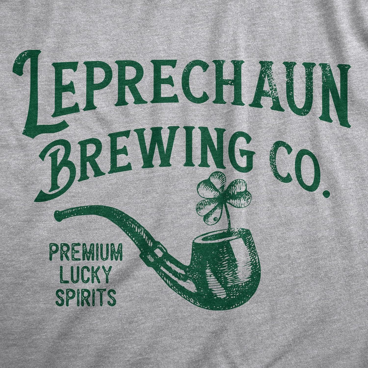imageMens Leprechaun Brewing Co Funny St Patricks Day T Shirt Drinking Tee for MenLight Heather Grey Brewing