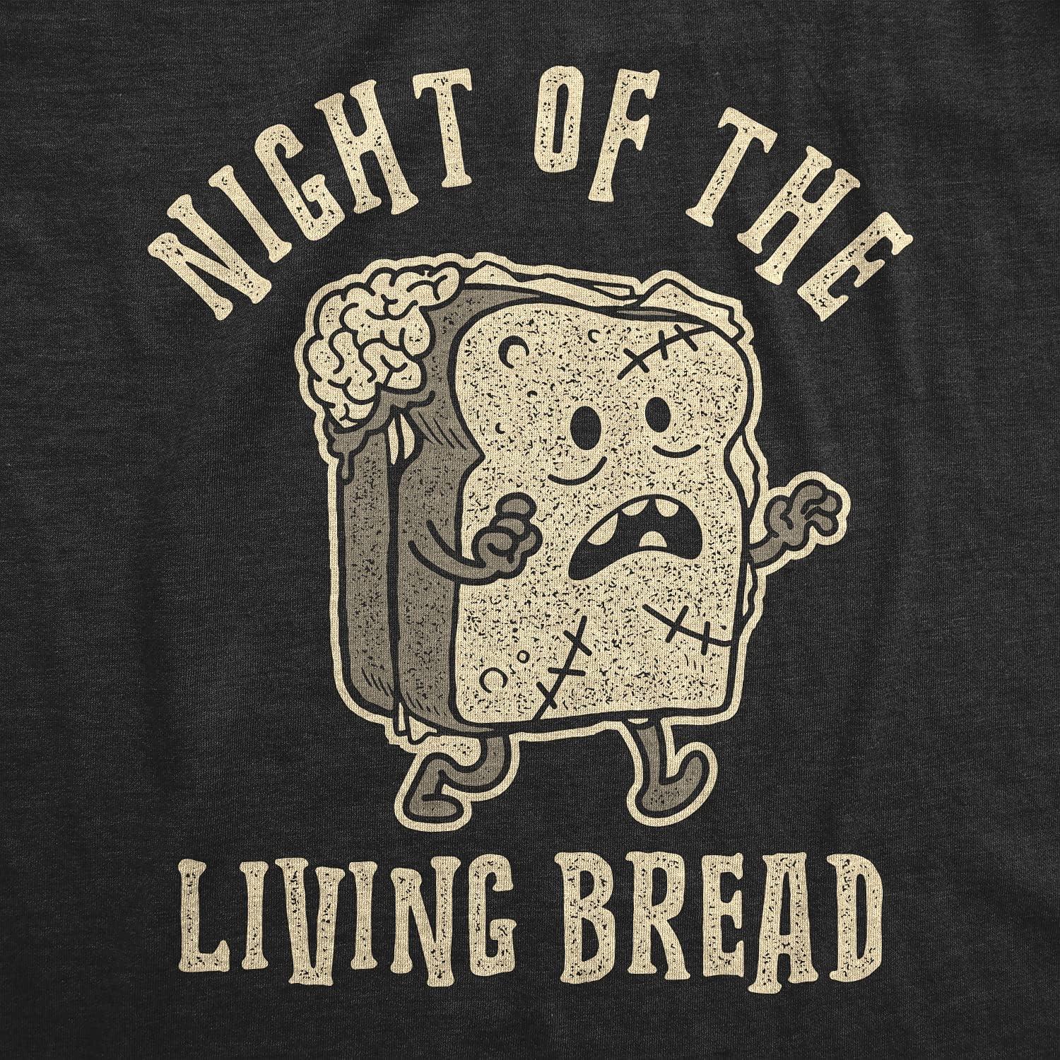 imageMens Night of The Living Bread T Shirt Funny Halloween Zombie Carbs Graphic TeeHeather Black