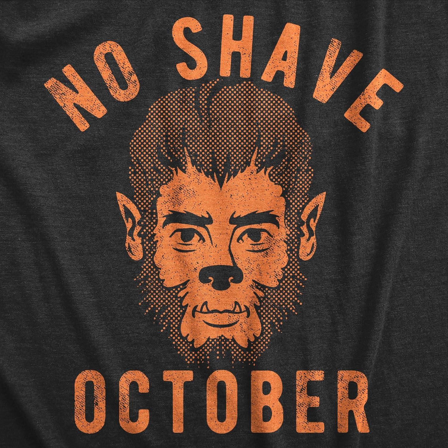 imageMens No Shave October T Shirt Funny Halloween Werewolf Beard Joke Tee for GuysHeather Black Shave