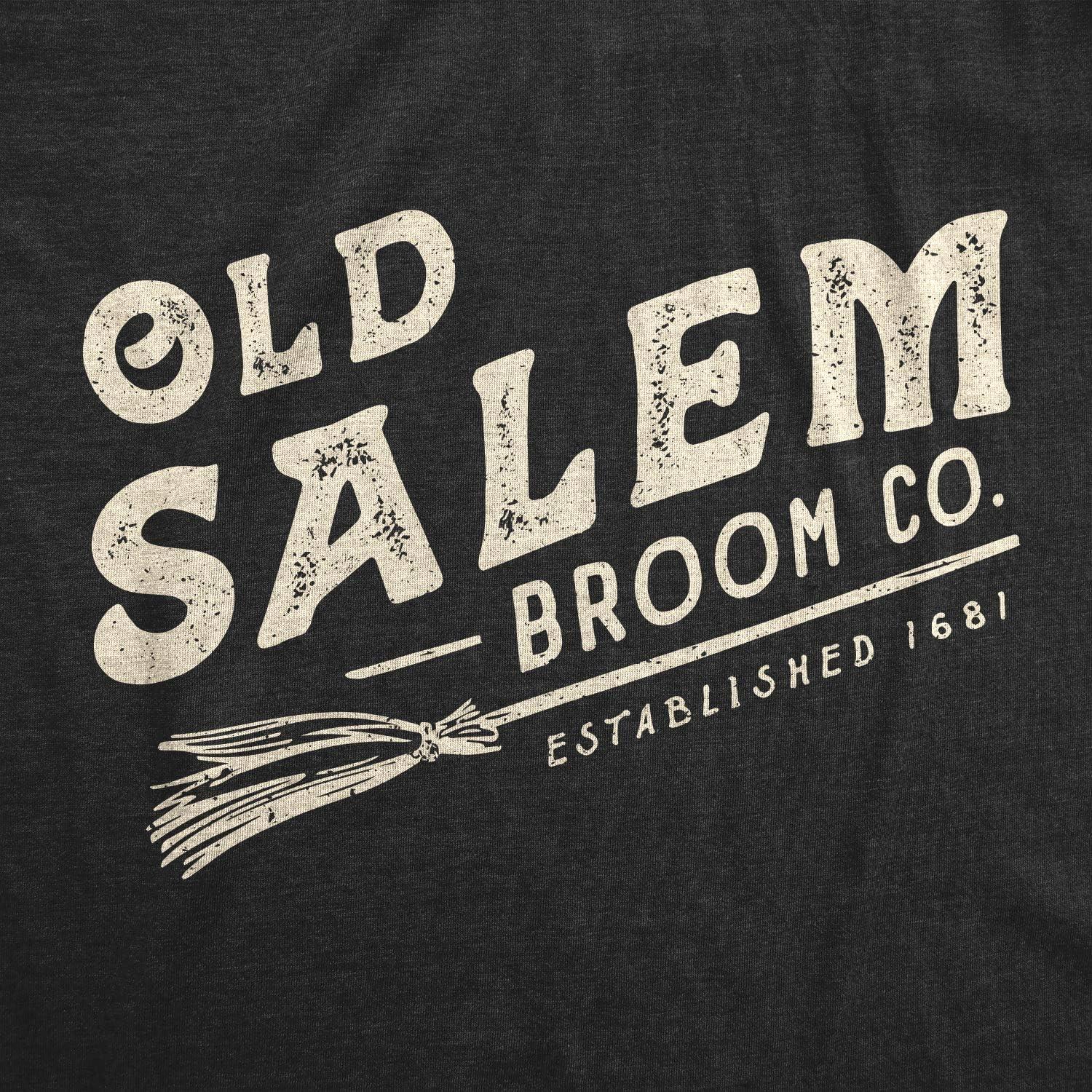 imageMens Old Salem Broom Co T Shirt Funny Halloween Witch TeeHeather Black
