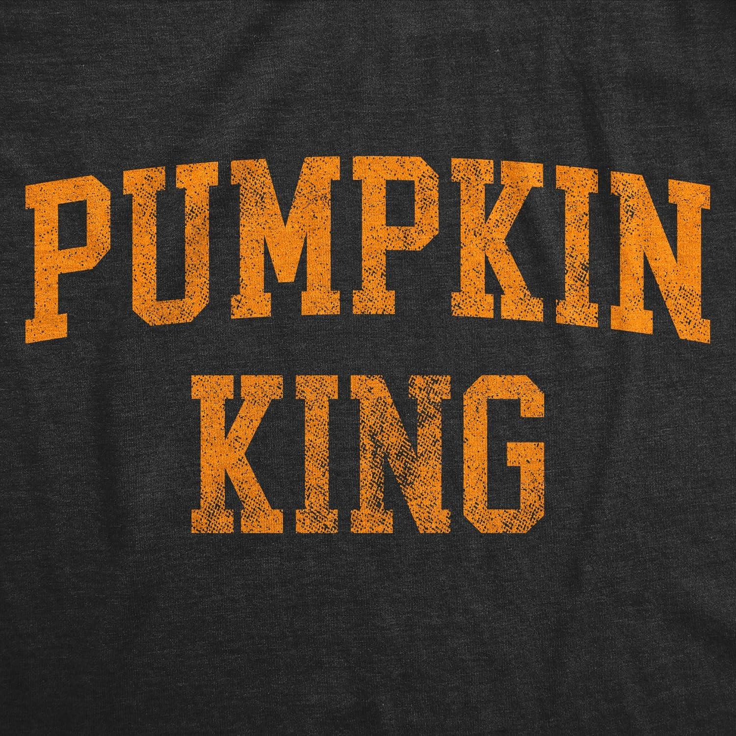 imageMens Pumpkin King T Shirt Funny Halloween JackOLantern Autumn Graphic Novelty TeeHeather Black