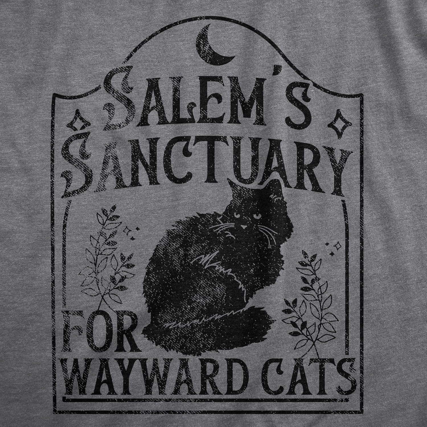 imageMens Salems Sanctuary for Wayward Cats T Shirt Funny Spooky Halloween Kitten Lovers Tee for GuysDark Heather Grey Salems