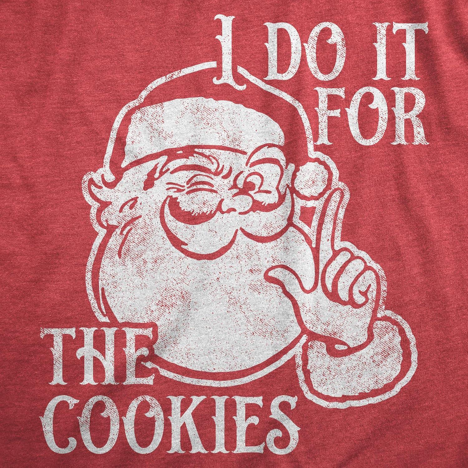 imageMens Santa T Shirts Funny Christmas Party St Nick Xmas Joke Tees for GuysHeather Red for the Cookies