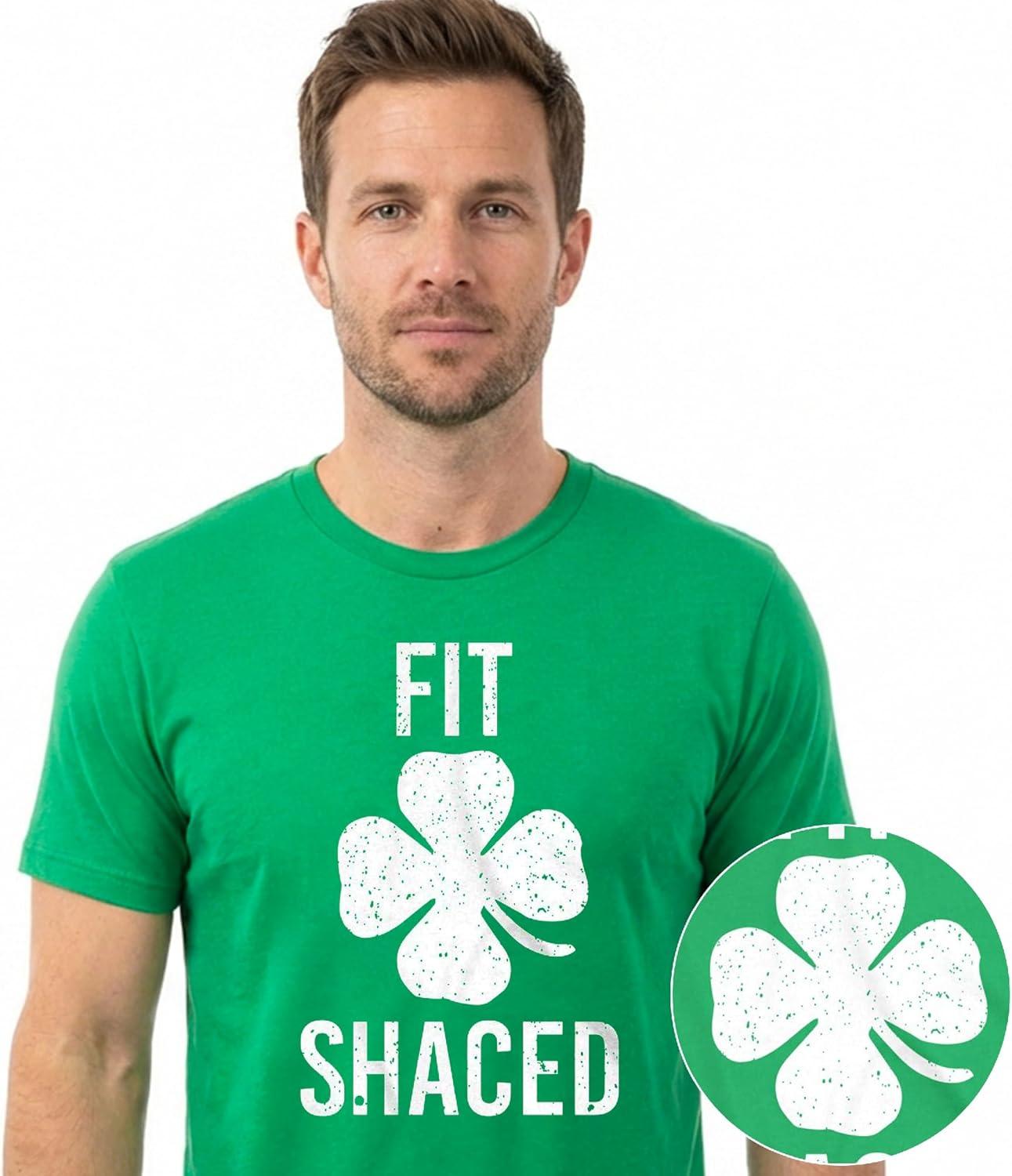imageMens St Patricks Day Shirt Fit Shaced Funny Irish Drinking Tee Shamrock Graphic Clover T ShirtHeather Black Fit Shaced Collegiate