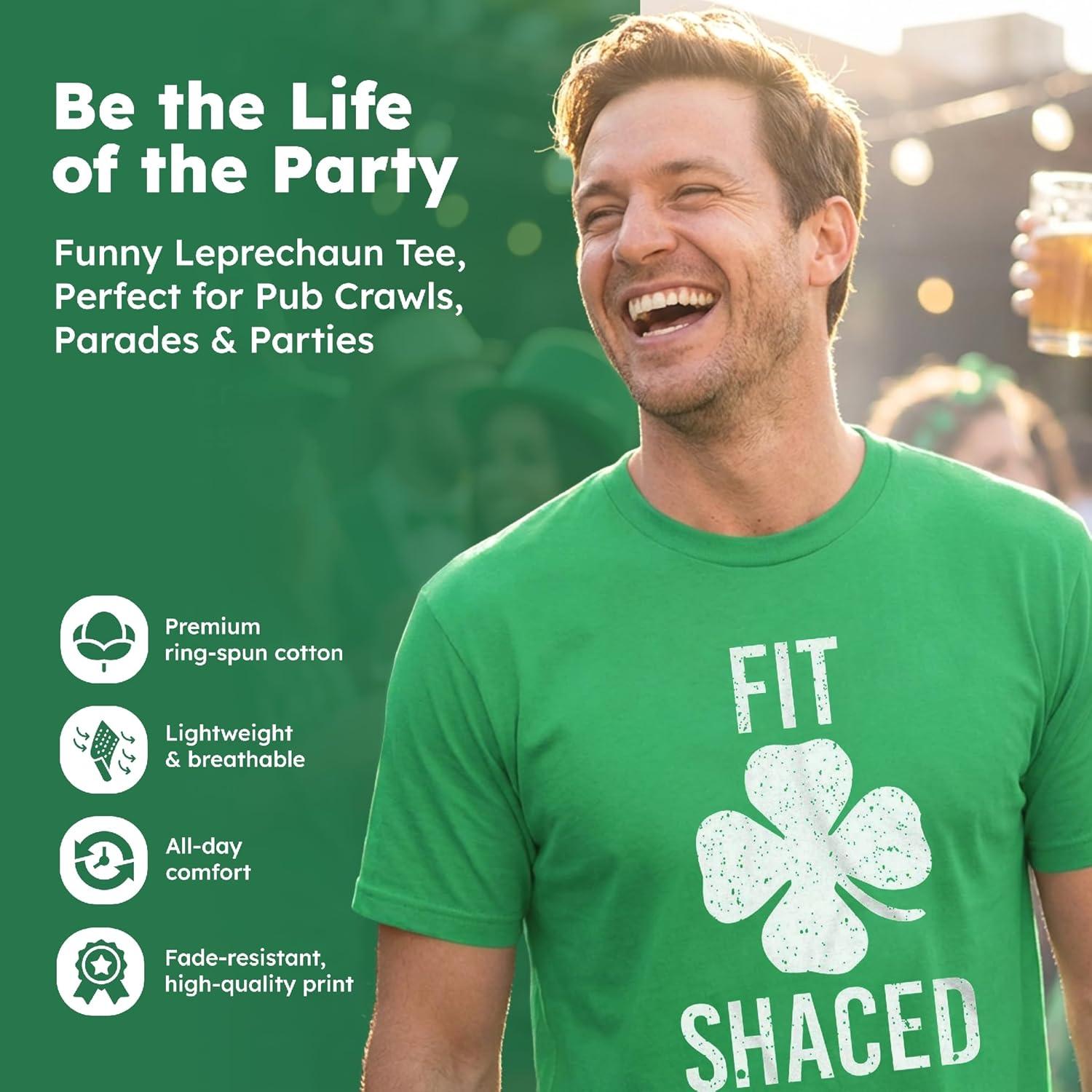 imageMens St Patricks Day Shirt Fit Shaced Funny Irish Drinking Tee Shamrock Graphic Clover T ShirtHeather Black Fit Shaced Collegiate