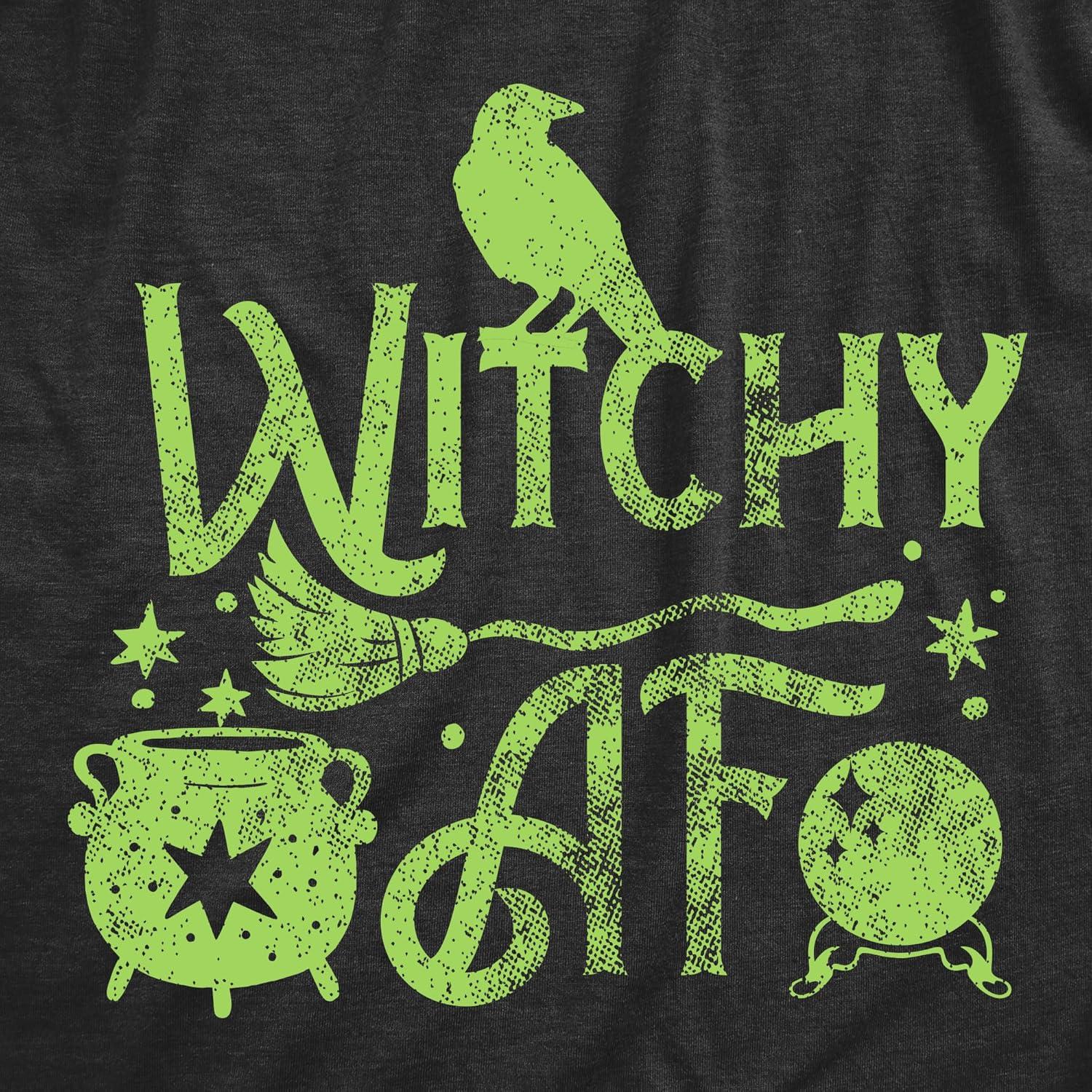 imageMens Witchy AF T Shirt Funny Spooky Halloween Witch Lovers Tee for GuysHeather Black Witchy