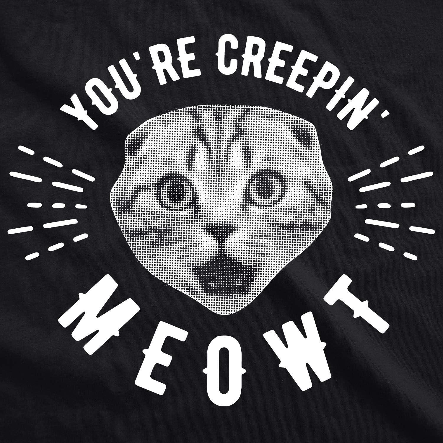 imageMens Youre Creepin Meowt T Shirt Cute Cat Halloween Tee for GuysBlack