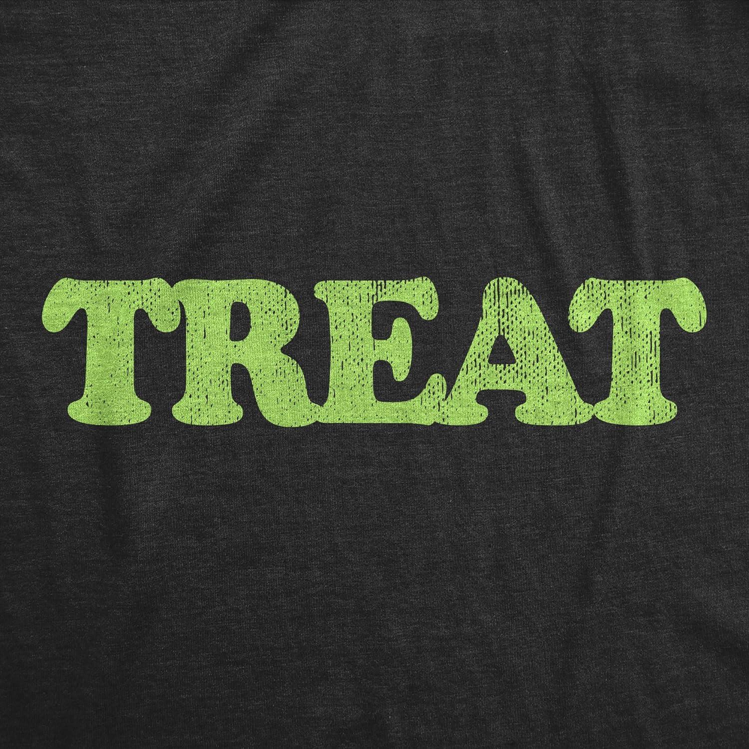 imageTreat and Treat T Shirts Funny Halloween Trick Or Treat Joke Tees for Men and WomenHeather Black Mens Treat