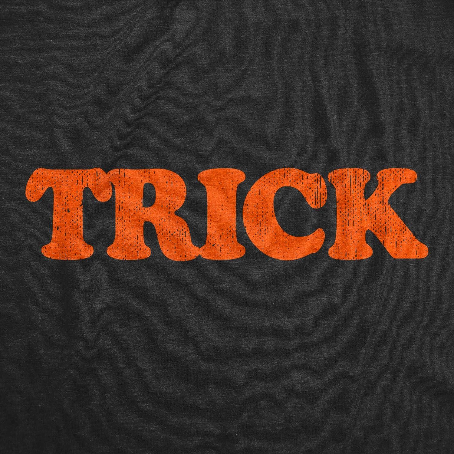imageTreat and Treat T Shirts Funny Halloween Trick Or Treat Joke Tees for Men and WomenHeather Black Womens Trick