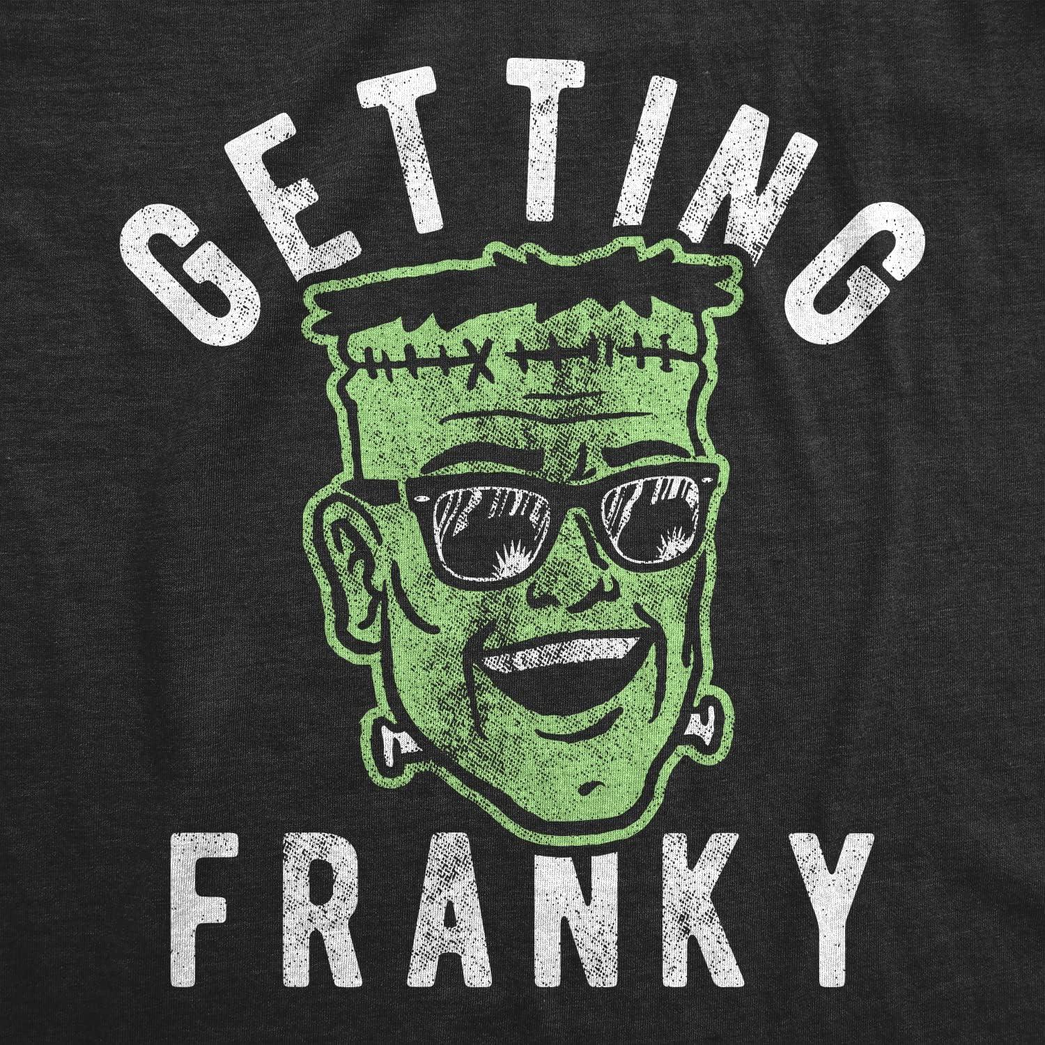 imageWomens Funny Halloween T Shirts Spooky Scary October Tees for LadiesHeather Black Franky