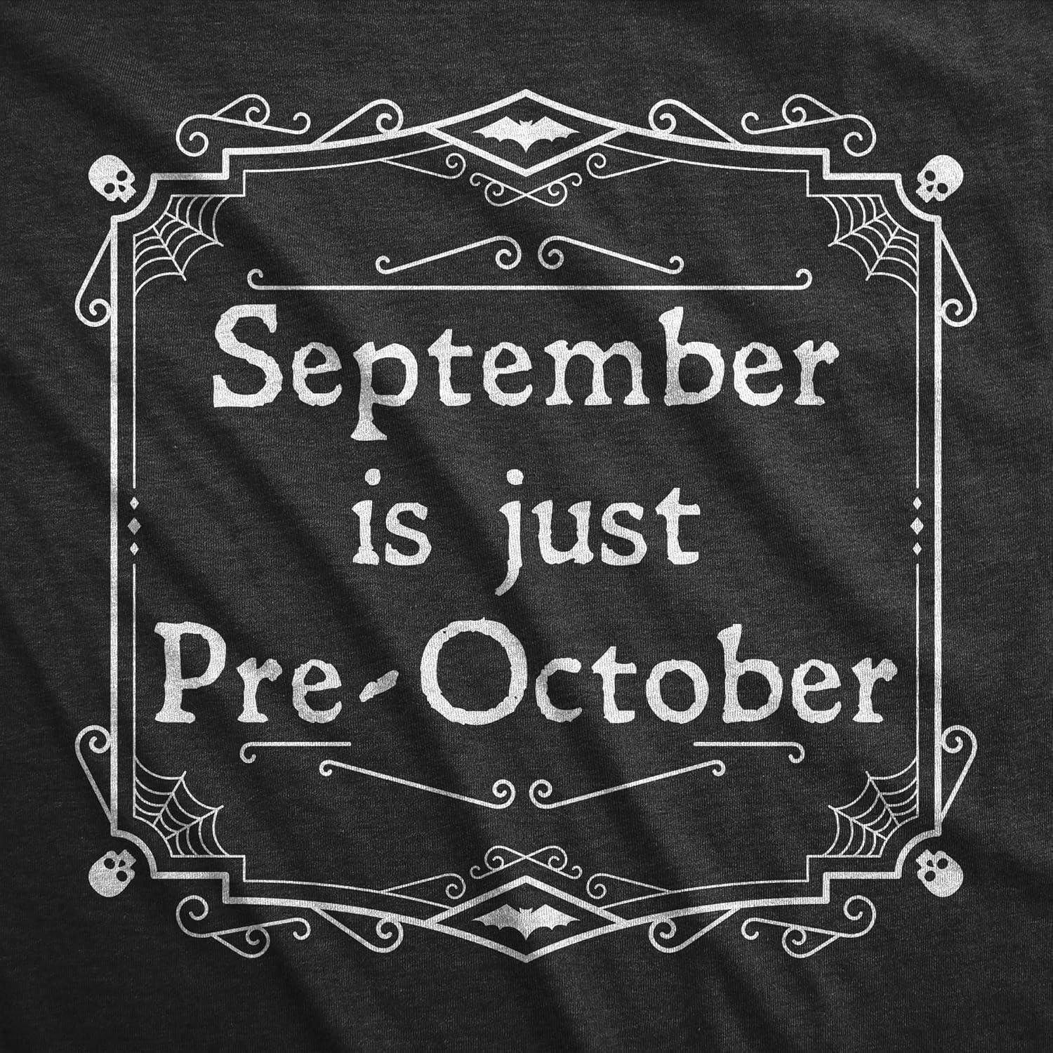 imageWomens Funny Halloween T Shirts Spooky Scary October Tees for LadiesHeather Black October