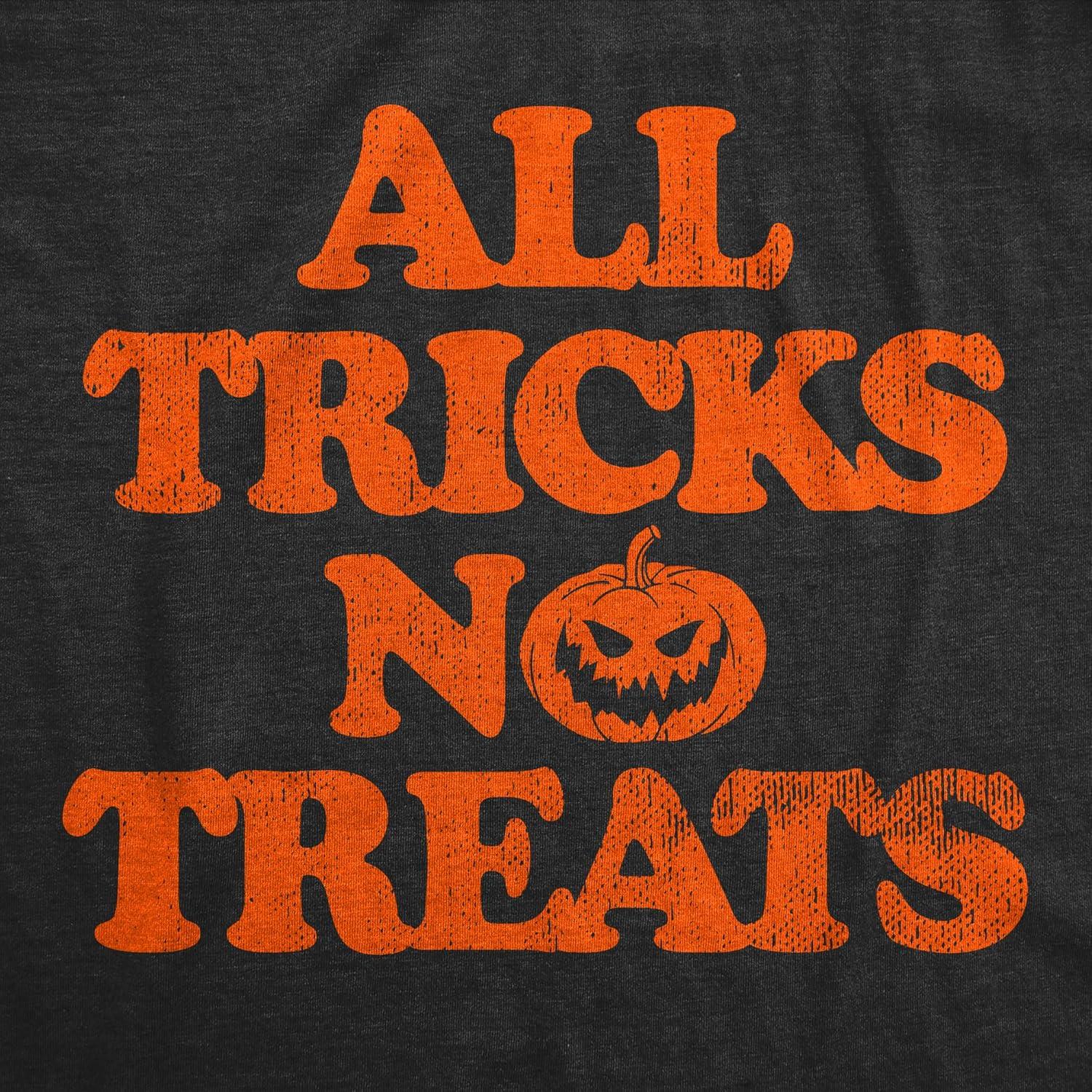 imageWomens Funny Halloween T Shirts Spooky Scary October Tees for LadiesHeather Black Tricks
