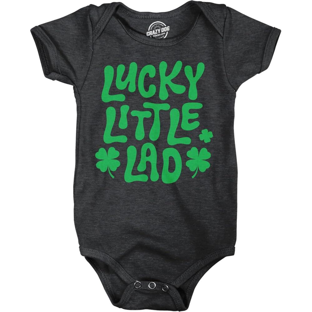 imageCrazy Dog TShirts Lucky Little Lad Baby Bodysuit Funny Sarcastic St Patricks Day Jumper For Infants
