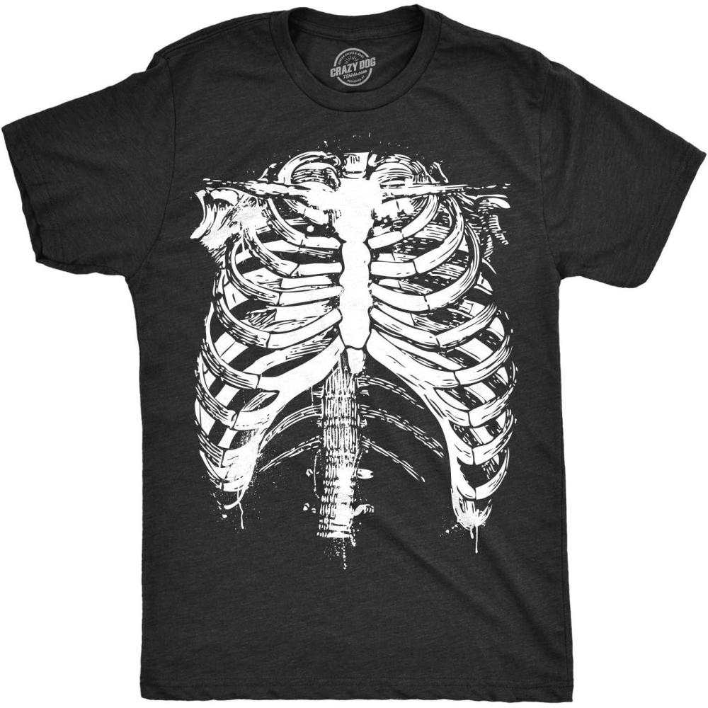 imageCrazy Dog TShirts Mens Splattered Rib Cage T Shirt Cool Skeleton Costume Halloween Tee for Guys