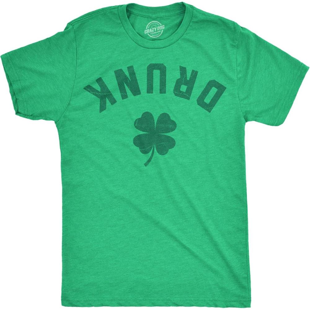 imageFunny St Patricks Day Shirts for Men Sarcastic Designs for Saint Paddys DayHeather Green Drunk Upside Down