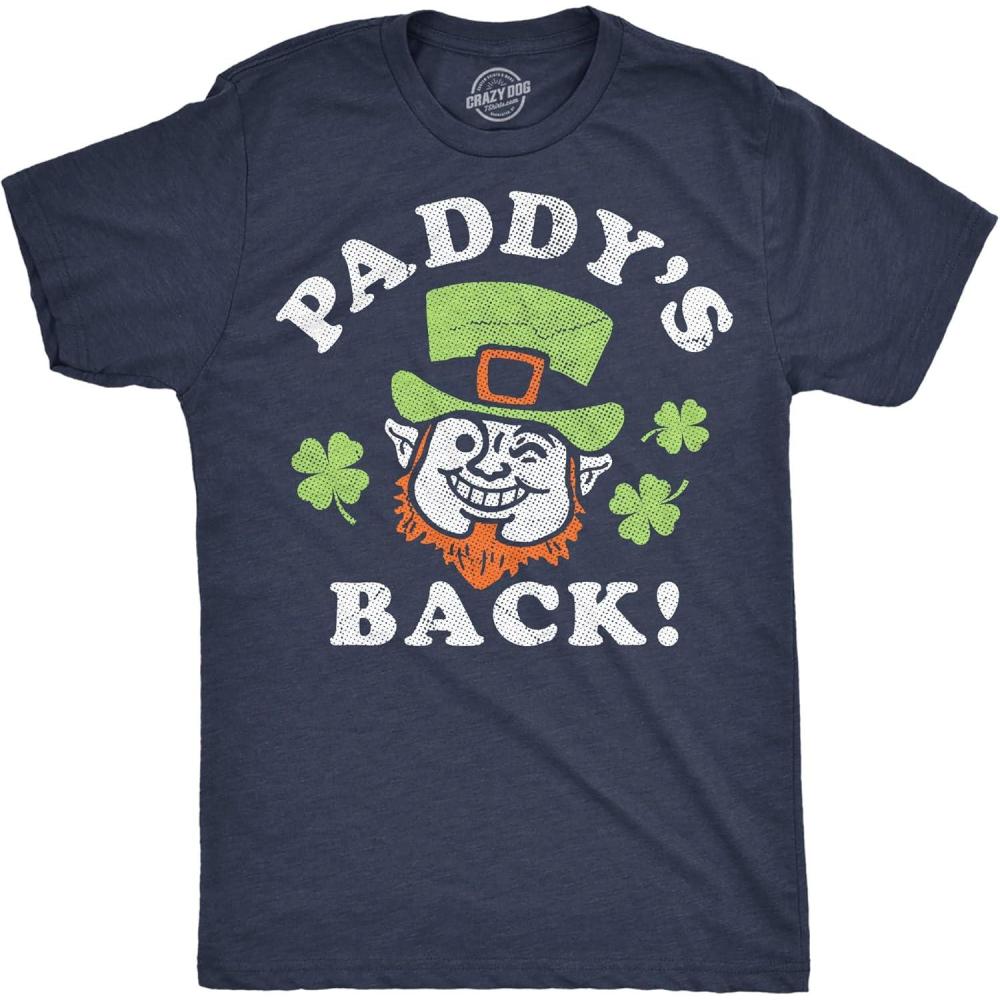 imageFunny St Patricks Day Shirts for Men Sarcastic Designs for Saint Paddys DayHeather Navy Paddys Back