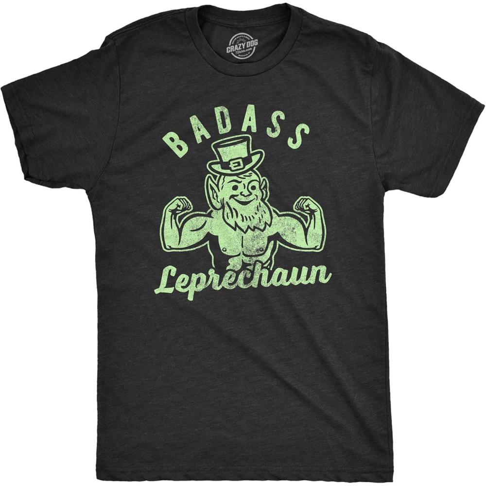 imageMens Badass Leprechaun T Shirt Funny Fitness Workout St Patricks Day Irish Graphic TeeHeather Black