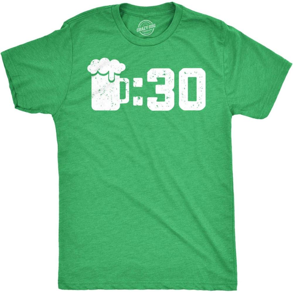 imageMens Beer Thirty T Shirt Funny Drinking Saint Patricks Day Sarcastic Irish TeeHeather Green