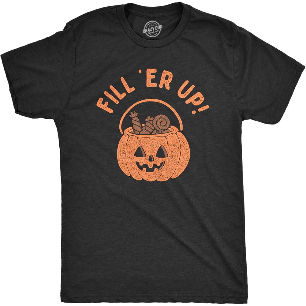 imageMens Fill Er Up T Shirt Funny Halloween Trick Or Treat Candy Basket Joke Tee for GuysHeather Black Fill