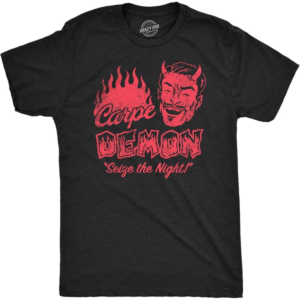 imageMens Funny T Shirts Carpe Demon Sarcastic Halloween Graphic Novelty Tee for Men