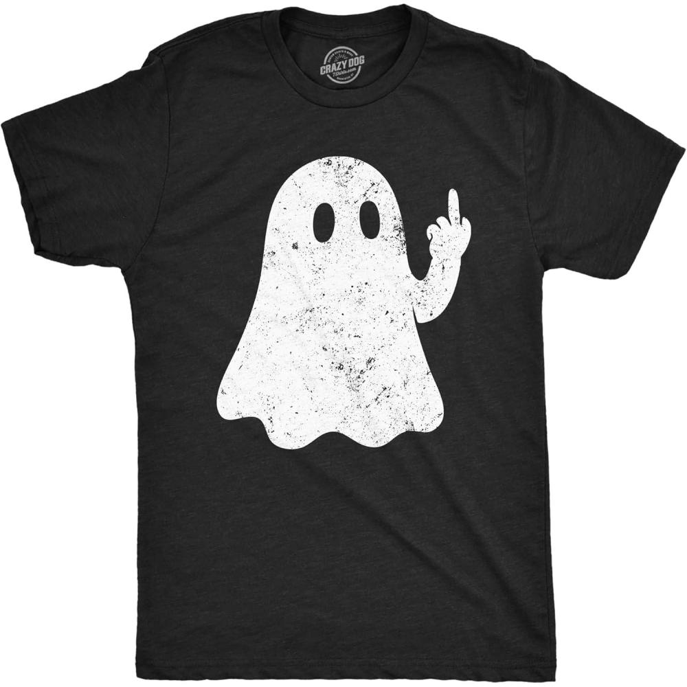 imageMens Funny T Shirts Middle Finger Ghost Sarcastic Halloween Graphic Novelty Tee for Men