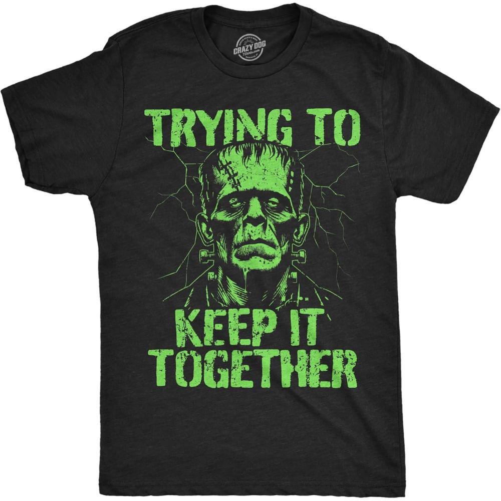 imageMens Funny T Shirts Trying to Keep It Together Sarcastic Halloween Frankenstein Graphic Tee for Men