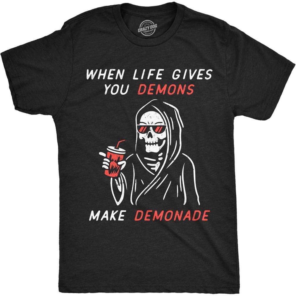 imageMens Funny T Shirts When Life Gives You Demons Make Demonade Sarcastic Graphic Novelty Tee for Men