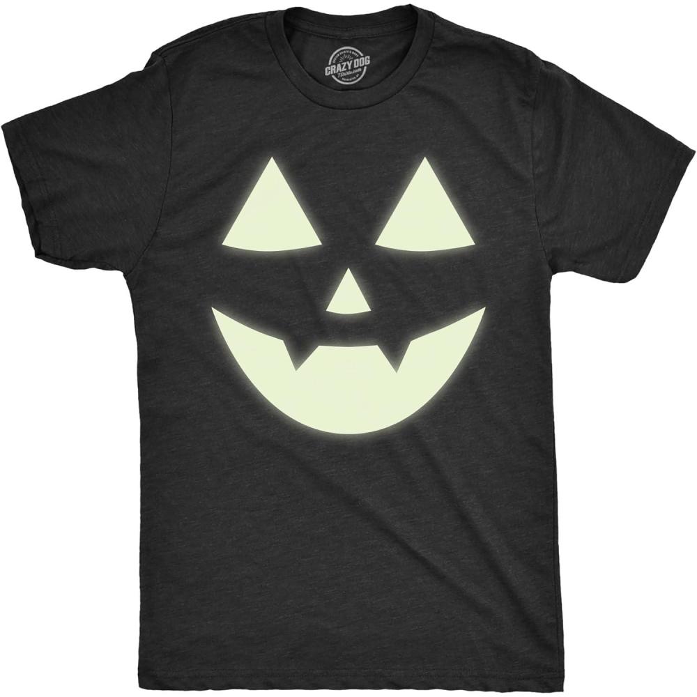 imageMens Glow in The Dark Jack O Lantern T Shirt Funny Halloween Spooky Pumpkin Tee for GuysHeather Black Jack
